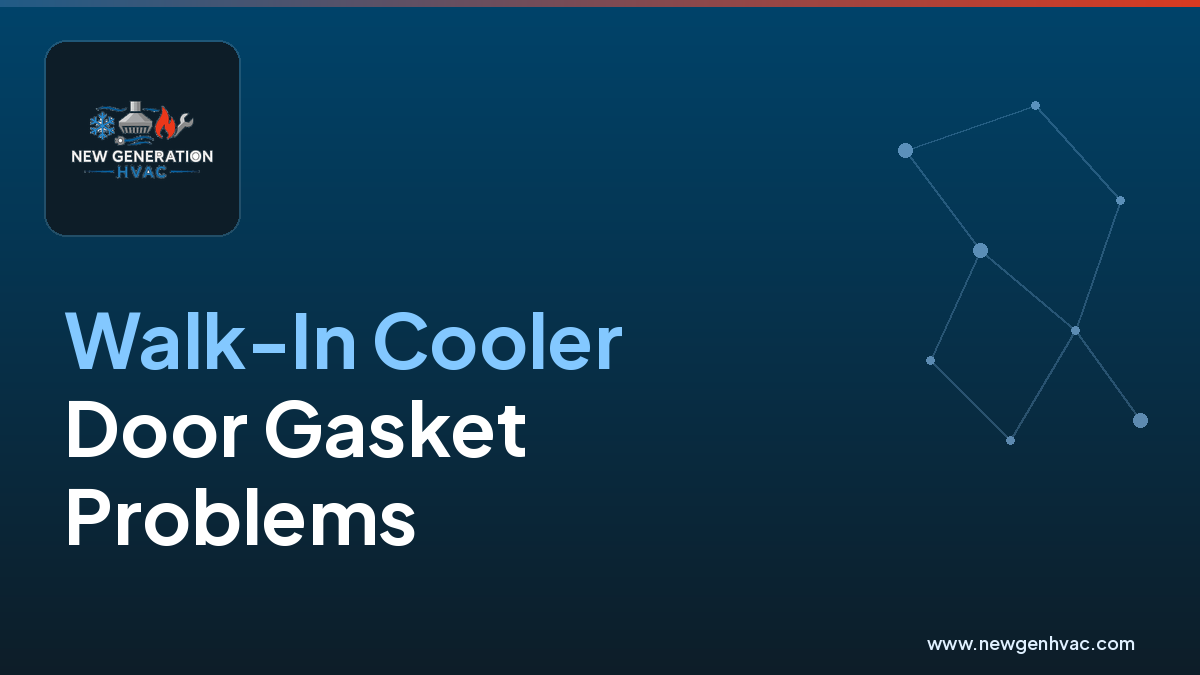 NewGen HVAC branded blog image about walk-in cooler door gasket problems for restaurants.
