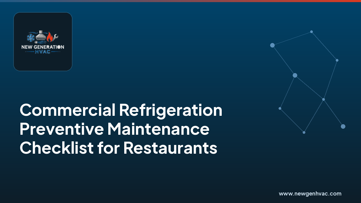 NewGen HVAC branded graphic for commercial refrigeration preventive maintenance checklist